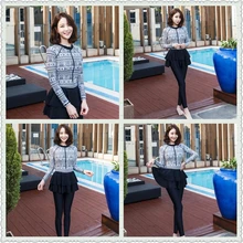 Дизайнерский Вдохновленный купальник для мусульманских женщин из двух частей купальный костюм рубашка на молнии+ штаны с юбкой Дубай laides купальник плюс