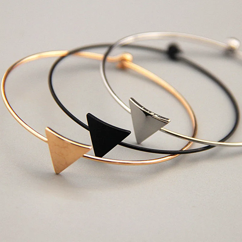 Новинка! Модный женский браслет в минималистическом стиле, качественный медный браслет с геометрическими треугольниками