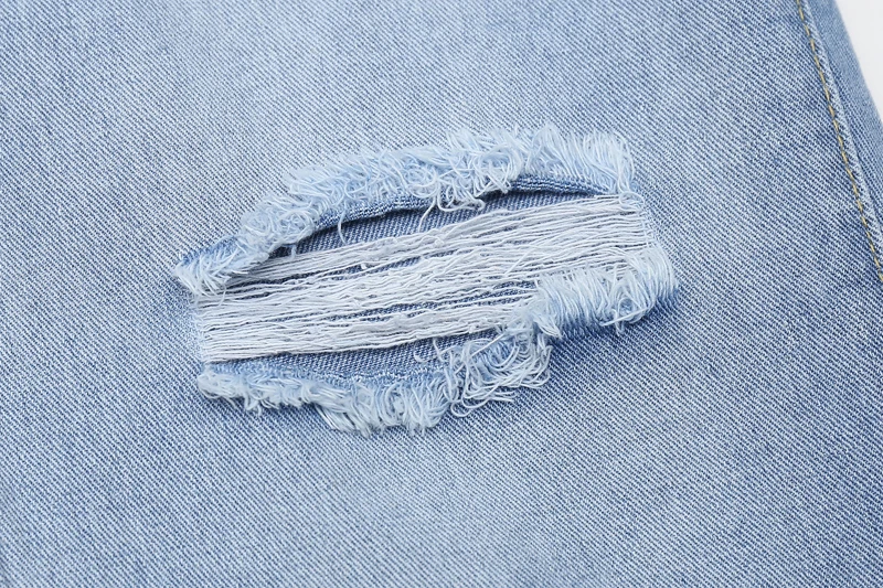 Coreano Sueltos Moda Nueva Rizado Denim Mujeres Las 2019 Marea Pantalones Azul De Estudiante Primavera Vaqueros Agujero 8Aqnzx1