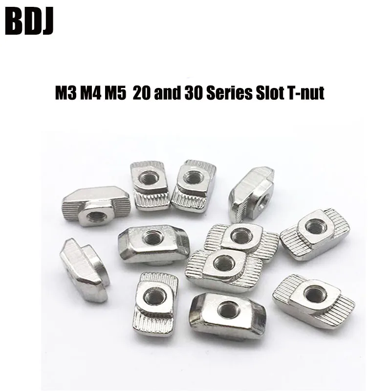 

M3/M4/M5 For 20 and 30 Series Slot T-nut Sliding T Nut Hammer Drop In Nut Fasten Connector 2020 3030 Aluminum Extrusions