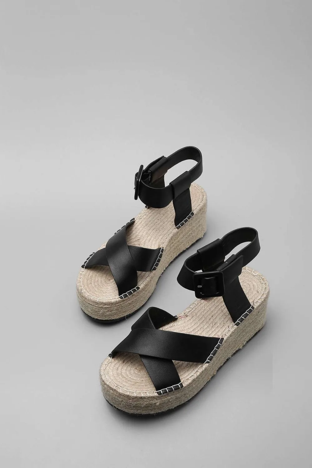 Krazing pot/женские туфли из натуральной кожи с открытым носком на соломенной подошве; Туфли на танкетке на высоком каблуке в европейском стиле; однотонные роскошные сандалии в консервативном стиле; L69