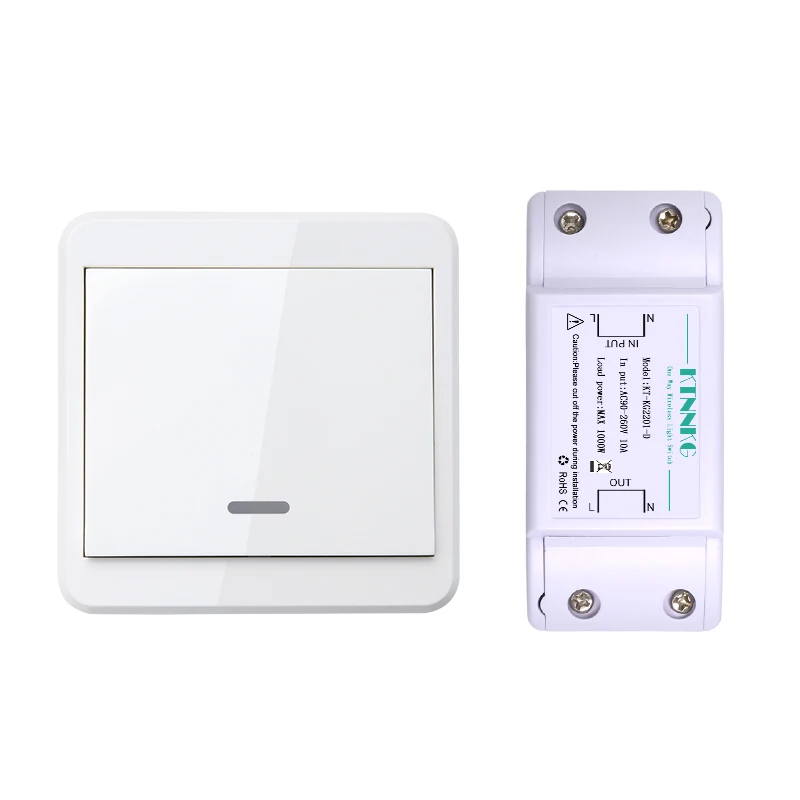 

KTNNKG 110V 220C 1Gang Remote Control Light Switch for Lamps Fans Appliances 433Mhz Universal RF Receiver 433MHz 10A Default ON