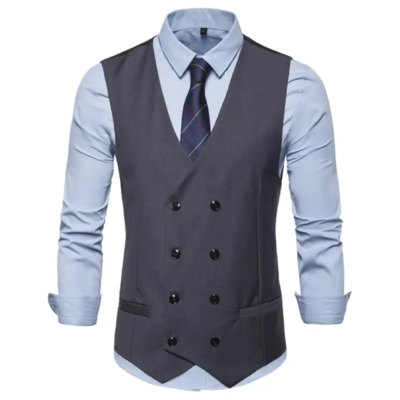 mens suit vest double button smart casual waistco