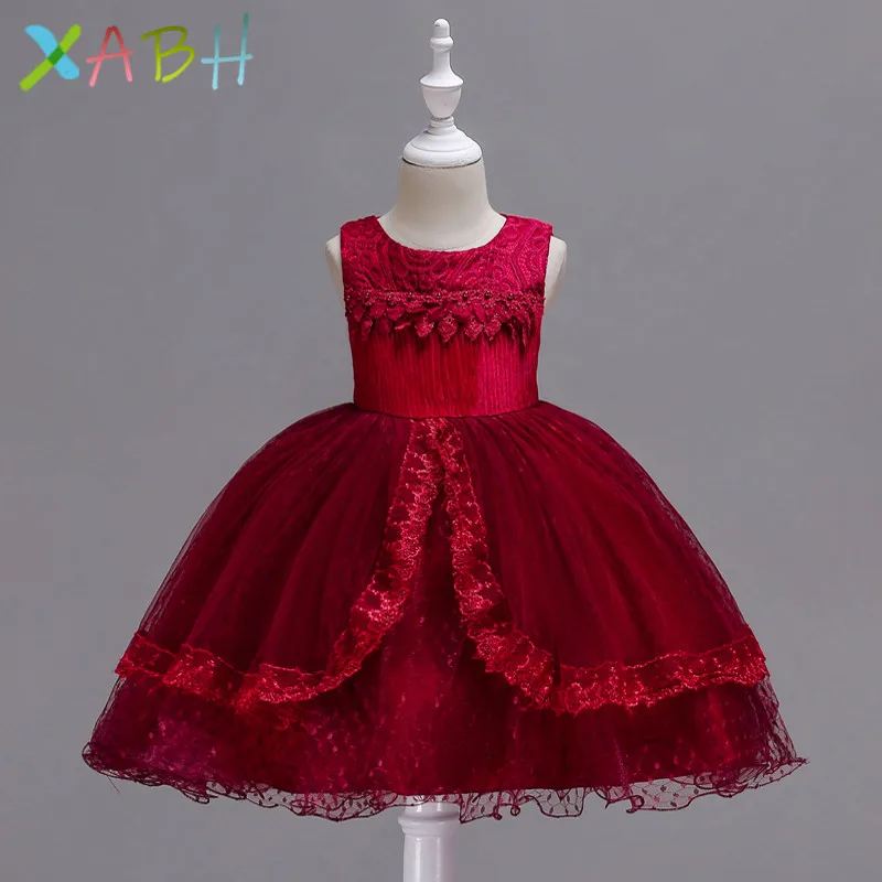 XABH Summer Tutu Dress For Girls Dresses Kids Clothes Wedding Events Flower Girl Dress Birthday Party Costumes Children Clothing
