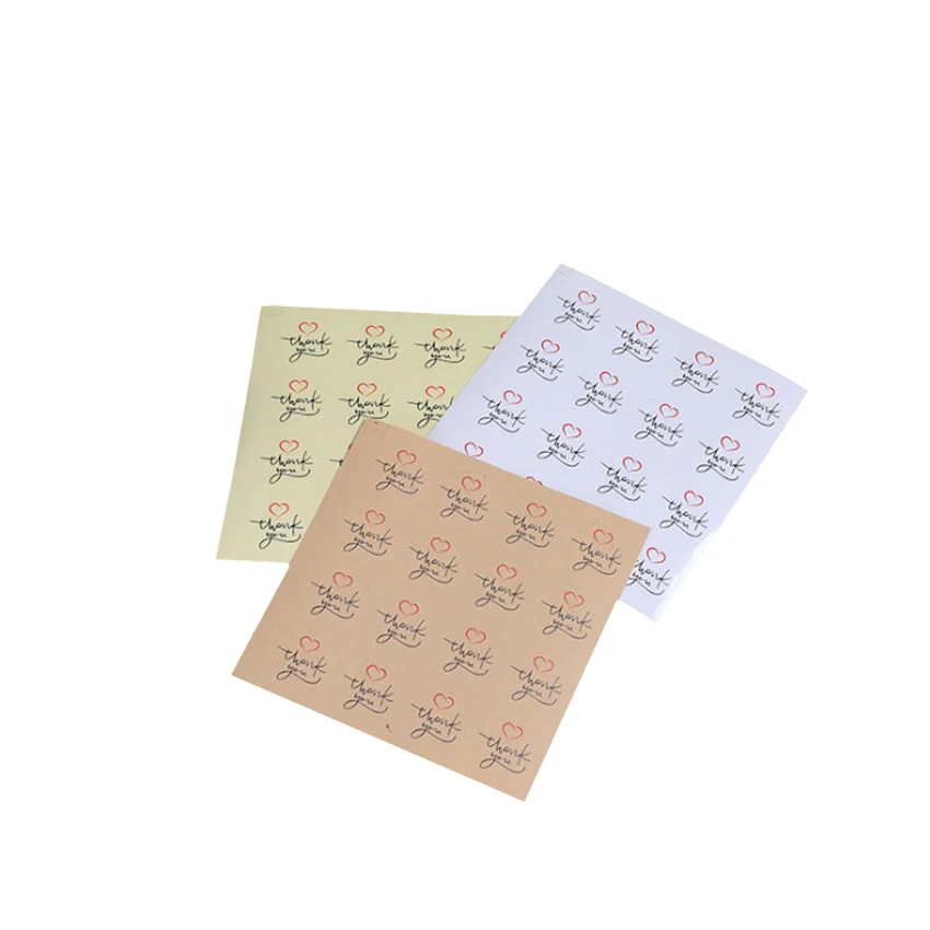 

1600pcs/lot Kawaii Thank you Red Heart Sealing Sticker Adhesive Kraft Seal Sticker for Baking Round Gift Label Stickers