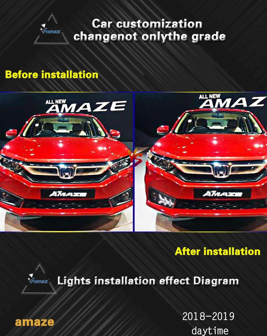 Для Honda Amaze дневной световая сигнальная лампа led drl с матричным сигналом противотуманная фара дневного света белый и желтый