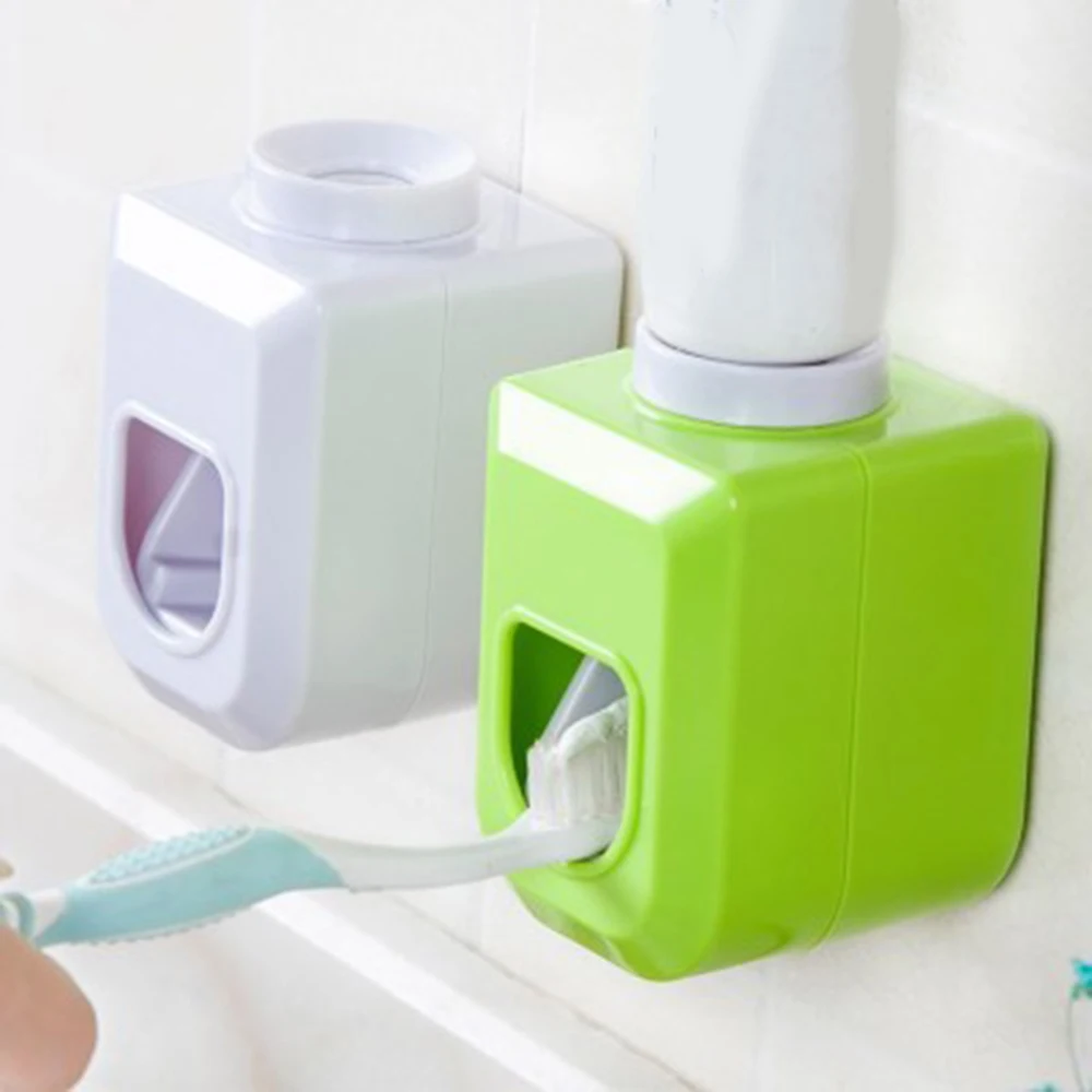 Automatic Toothpaste Dispenser Dust-proof Toothbrush Holder Wall Mount Stand Bathroom Home Accessories Set Toothpaste Squeezers