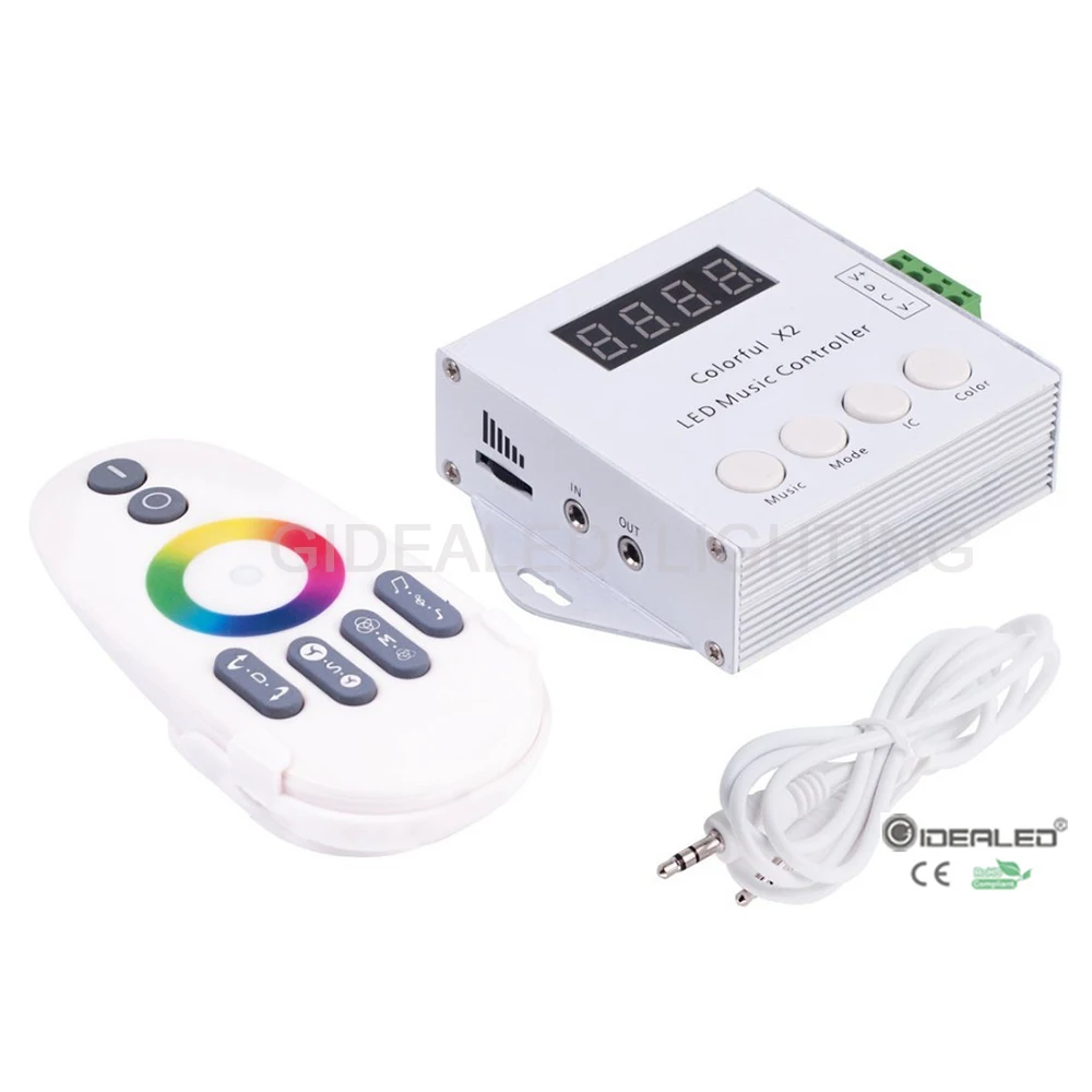 

LED Strip Music Controller X2 with RF 2.4G Touch Remote for WS2812B WS2811/USC1903 IC 1000pixels LED Strip RGB Contrller