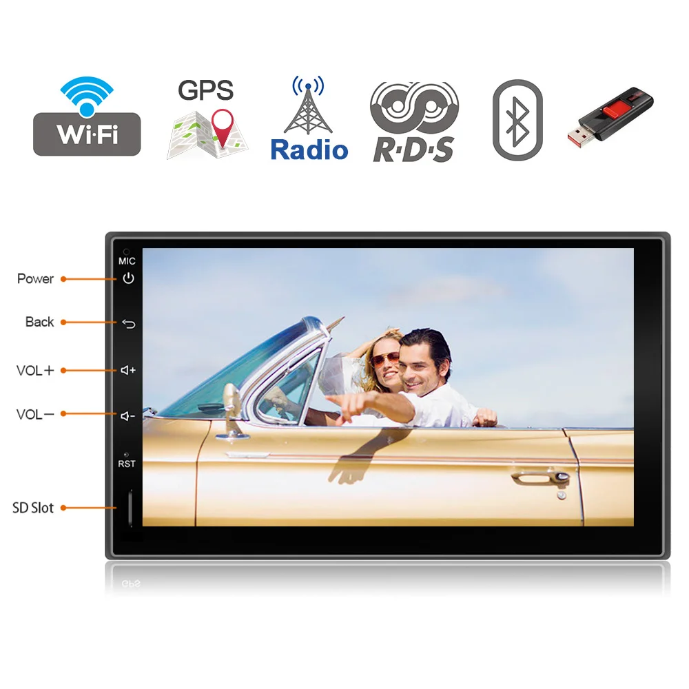 Flash Deal Eunavi 2 Din 7 inch Pure Android 8.1 tda7851 Universal Car Radio PC GPS Navi Stereo 2din Multimedia Capacitive touch screen usb 4