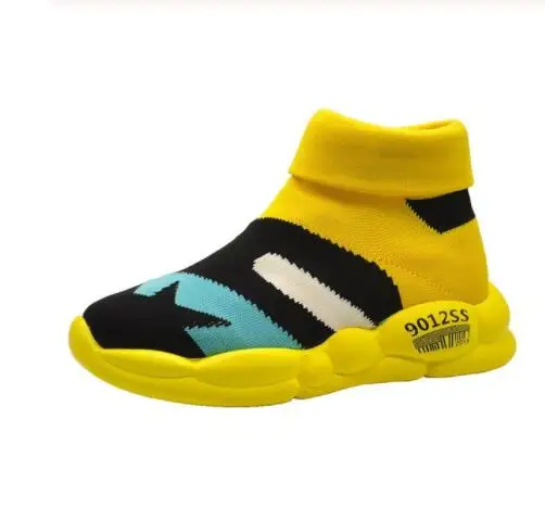 Летняя женская обувь в стиле пэчворк в стиле Харадзюку; брендовые носки для девочек; кроссовки на каблуке; дизайнерская дышащая эластичная трикотажная легкая K2-37 на платформе - Цвет: Черный