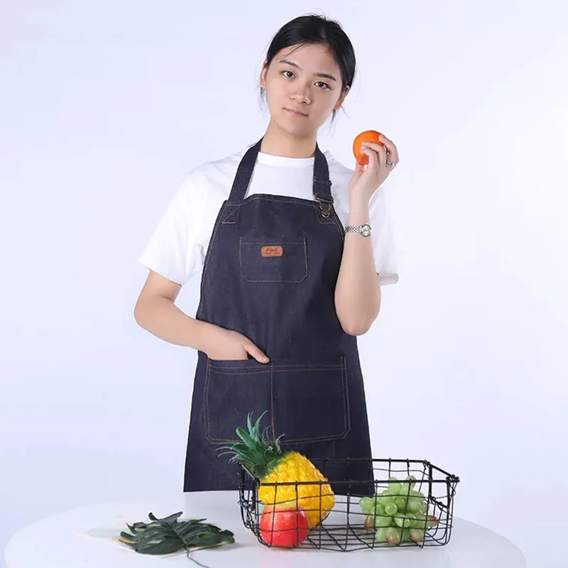 2020 Fashion work apron Denim women apron for Woman Restaurant work apron Pinafores Tablier adult apron Custom Logo