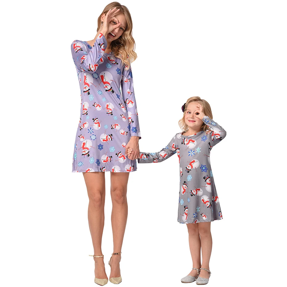 2018 christmas mother daughter dresses clothes mommy and me family matching mom and daughter dress kids parent child outfits (4)
