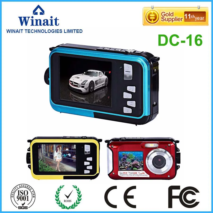 

Freeshipping Dual Screen Digital Camera DC-16 24MP Megapixels 24MP Rechargeable Lithium Battery Camera