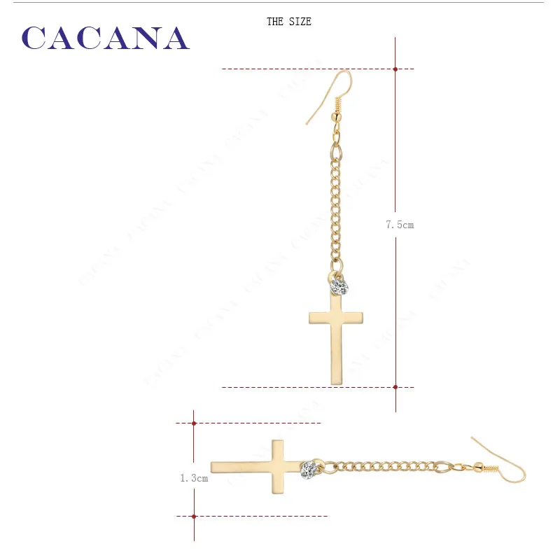 CACANA Long Earrings Cross Dangle Earrings For Women Top Quality With CZ Bijouterie Hot Sale No.A199
