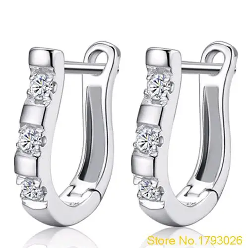 

1 Pair Trendy and Classic Silver Plated Harp White Hoop Earrings Women 4TCN