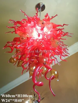 

Free Shipping Hotel Light Murano Glass Chandelier Red