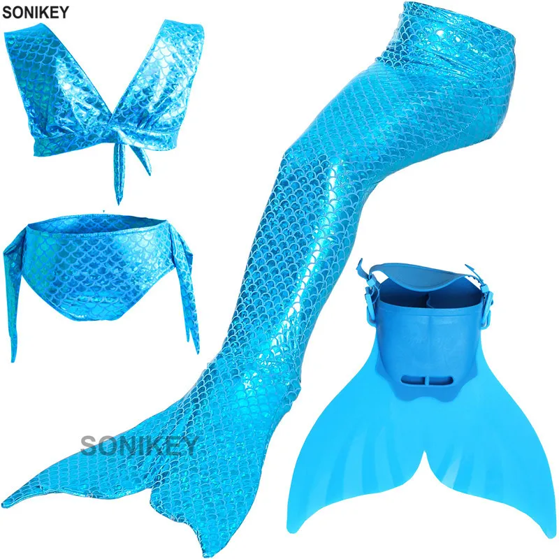 

Girls Swimming Mermaid Tail with Monofin Swimsuit Kids Costume Cosplay Clothing Children Swimmable Mermaid Tails for Swimming
