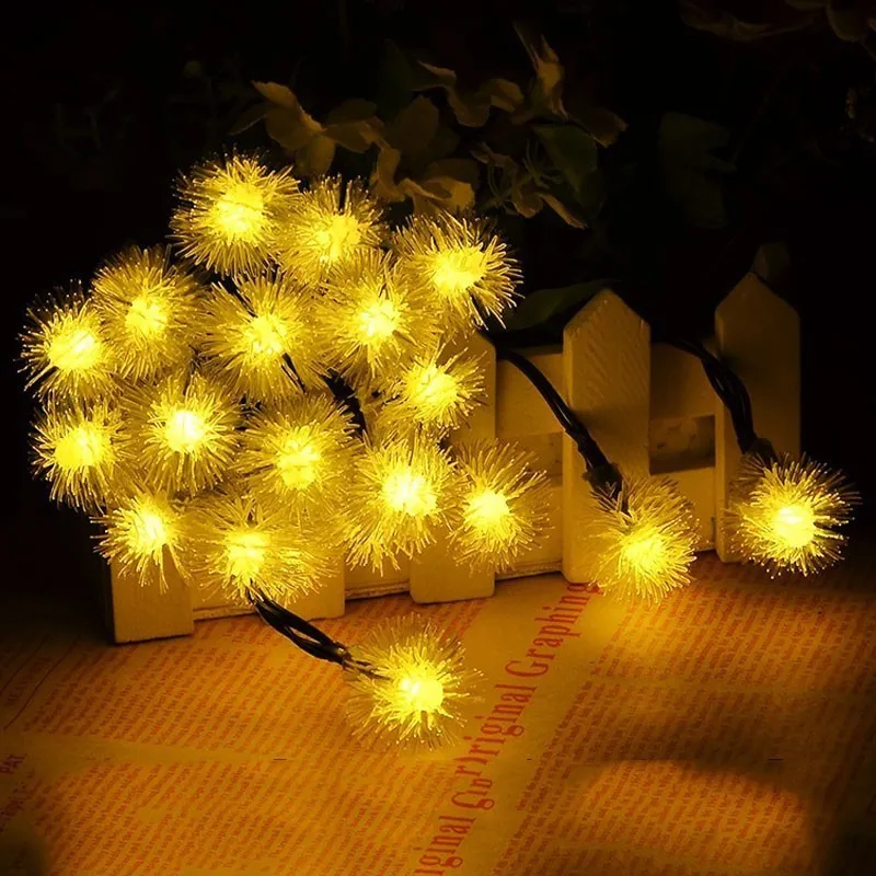 DCOO Puffer Ball Solar String Lights LED IP65 Waterproof Light Indoor Outdoor Decoration For Window Curtain Wedding Christmas