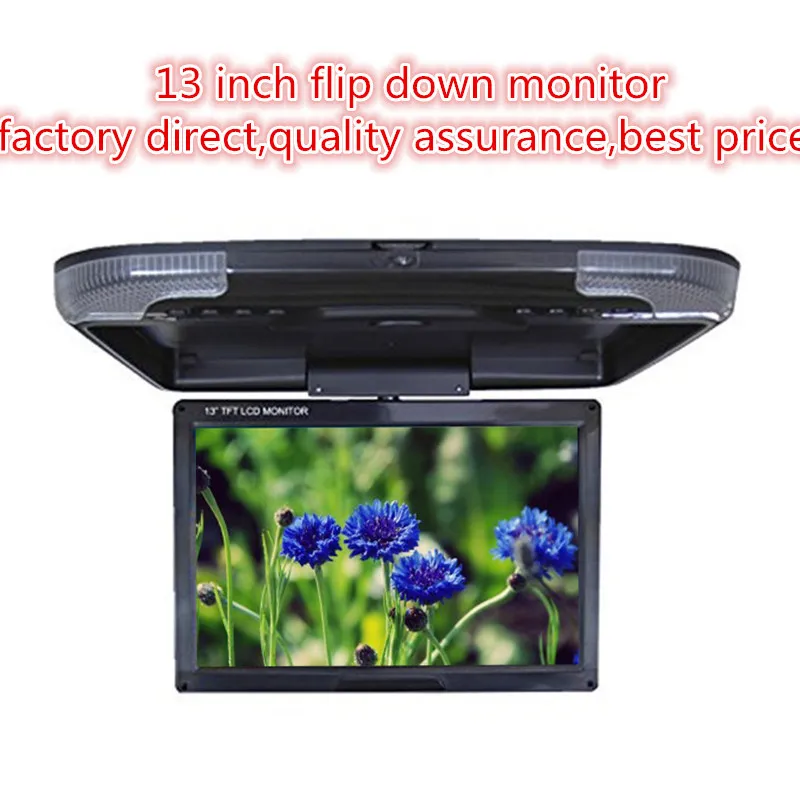 

Factory direct DC 12V car monitor 13 inch TFT LCD Roof Mount Monitor 2- way video input Flip Down Monitor