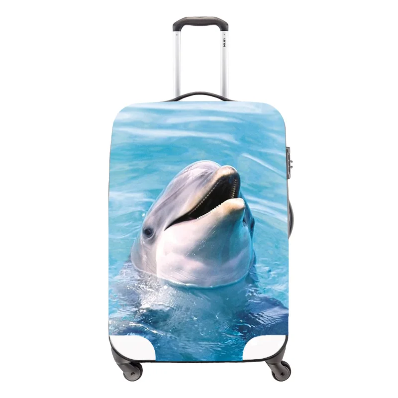 Защитный чехол для багажа с изображением животных акулы для чемодана 18-30 дюймов, эластичный чехол для багажа, женские аксессуары для чемоданов - Цвет: Серый
