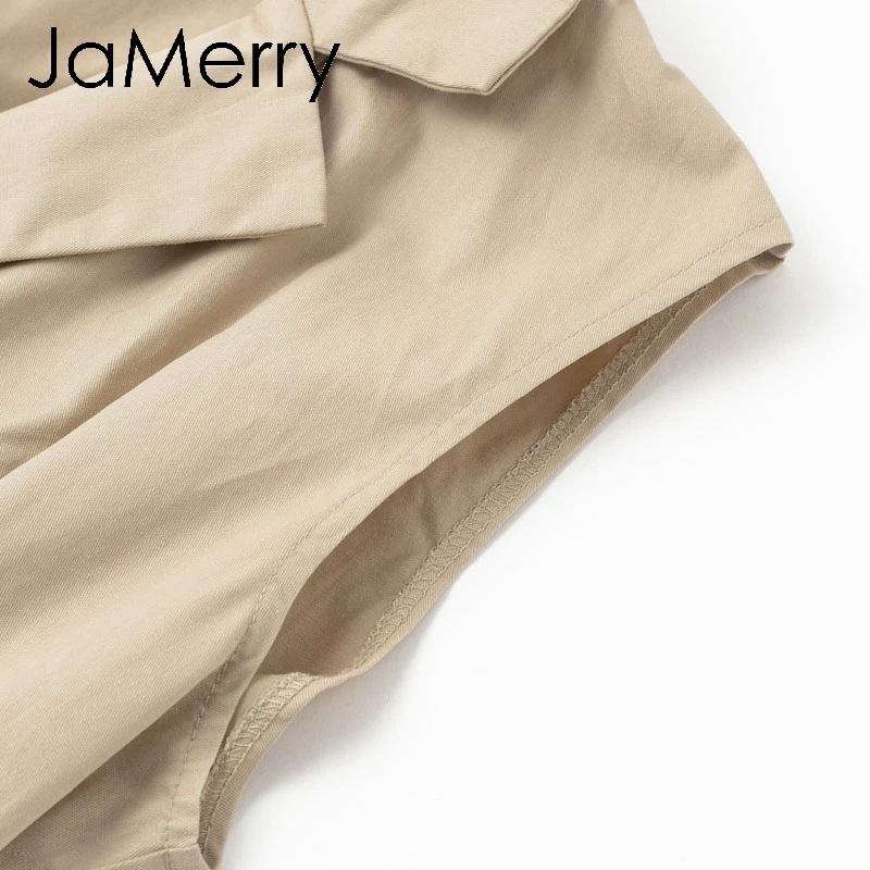 JaMerry, винтажный Модный женский комбинезон с поясом цвета хаки, весенне-летний комбинезон с карманами и пуговицами, элегантный комбинезон на молнии, офисный женский комбинезон