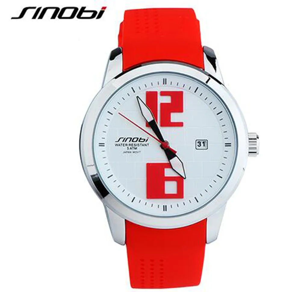 2016 SINOBI Новый Relogio Мужские Разноцветные Резиновые Relojes Кварц Wirst часы