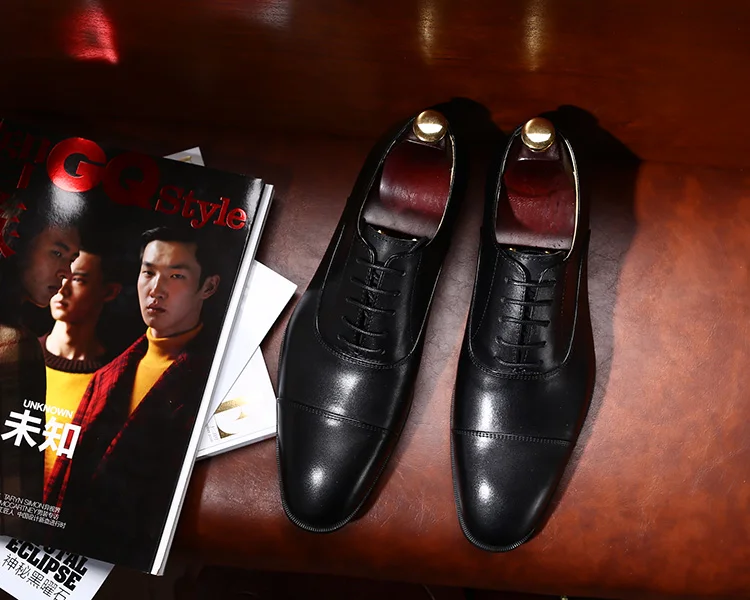 Итальянские мужские кожаные модельные туфли в деловом стиле; винтажные туфли дерби с острым носком на шнуровке; Цвет черный, коричневый; свадебные туфли; ; размер 47