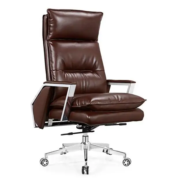 Gold leather boss chair Can lie at the noon hour home office chair The ergonomics of large swivel