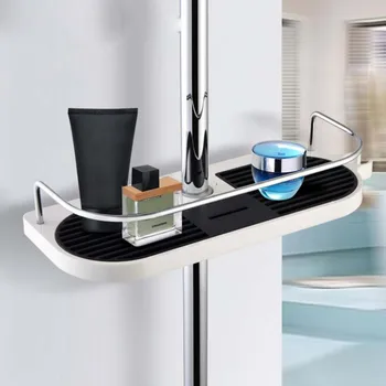 

Behogar Bathroom Shower Pole Shelf Organizer Storage Rack Basket Holder Tray for Bath Ball Shampoo Conditioner Soap