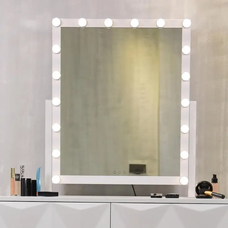 

Hollywood Super Star Style LED Avoid the nail wall Vanity Makeup Mirror Lights of white yellow lights swap touch screen 18 bulbS