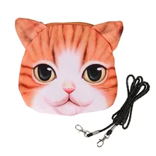 New Cute Cat Face Zipper Case Coin Purse female Wallet / child purse Makeup Buggy Bag Pouch,Messenger Bag girl inclined shoulde