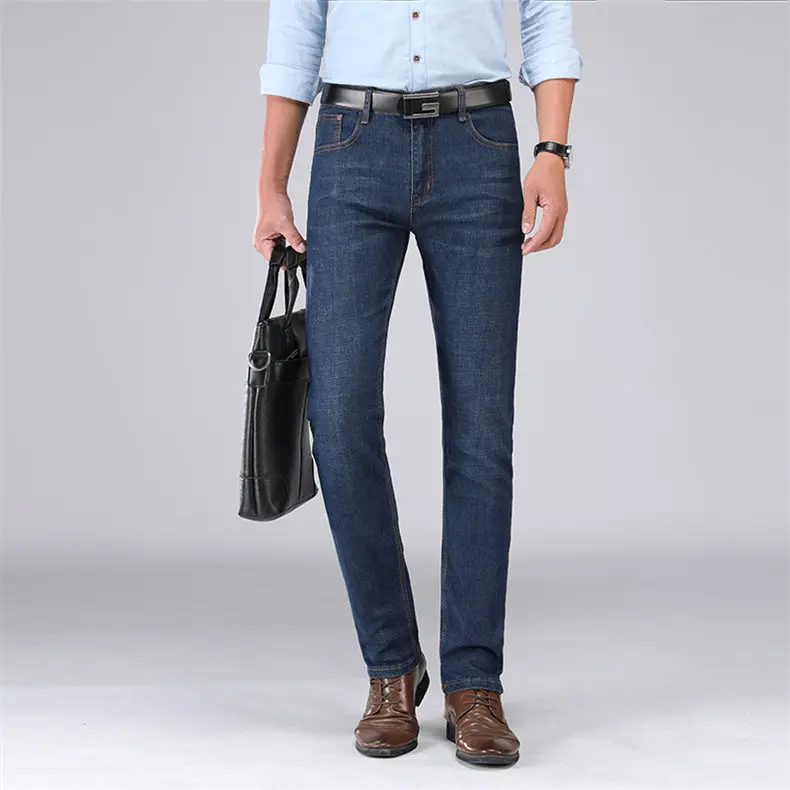Brand 2019 New Men's Jeans Business Casual Elastic Cotton Stretch Slim Jeans Spring Straight Classic Trousers Denim Pants Male 06