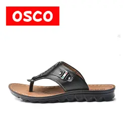 Оско Прямая продажа с фабрики Высокое качество из натуральной спилок для мужчин пляжные сандалии бренд Повседневная Обувь Сланцы