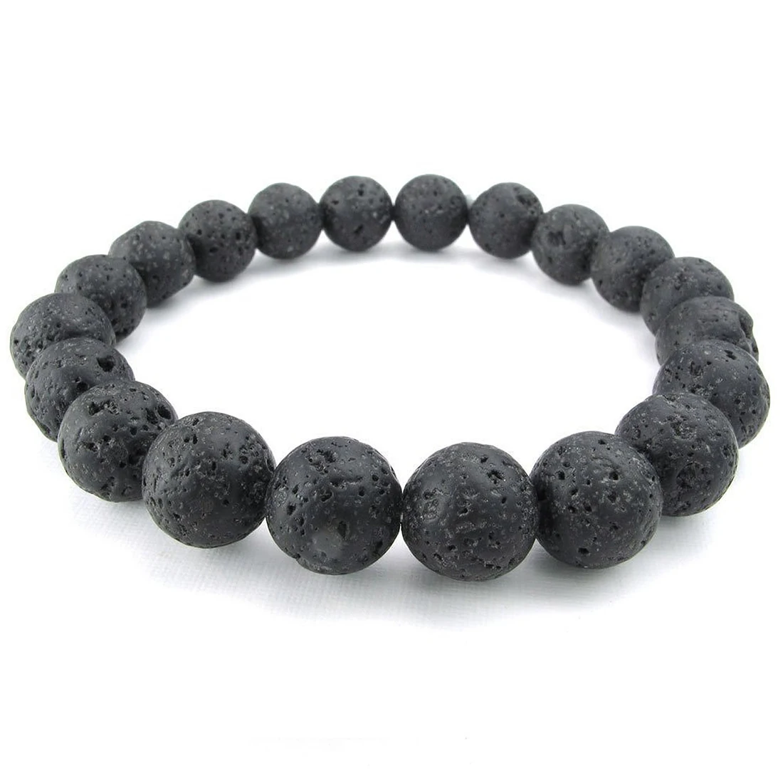 font b Jewelry b font Men s Bracelet Stone Crystal Natural Ball 10mm Lava Black