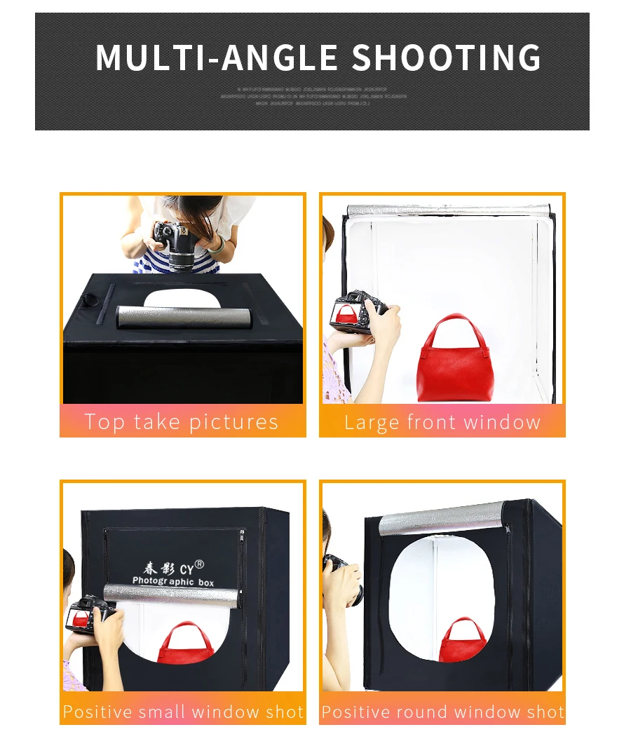 60*60cm LED Photo Studio light tent Softbox Shooting Light Tent Soft Box+ Portable Bag+ AC Adapter for Jewelry Toys Shoting