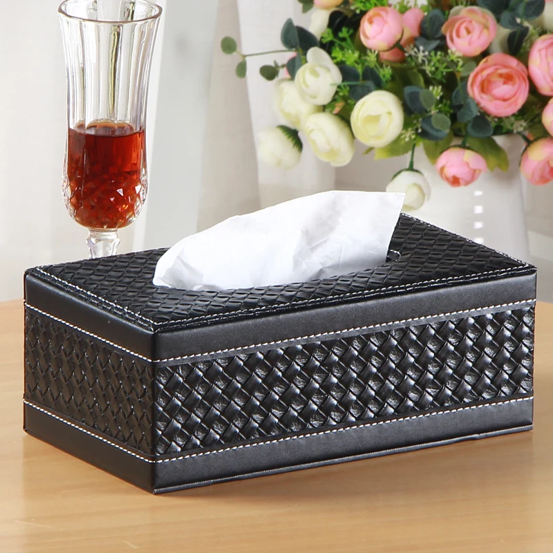 Европейский прямоугольная коробка для ткани, деревянная коробка+ pu кожаный ящик для тканей салфетница, коробка для хранения для украшения дома PZJH041B