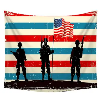 

Independence Day Print Family Tapestry Light String Combination Wall Decor1.5x2m wall cover carpet hanging Around view