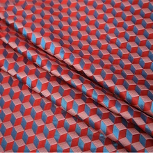 Красная Геометрическая Алмазная металлическая жаккардовая парчовая ткань, атласная Дамасская ткань для костюма, швейная ткань для лоскутной обивки