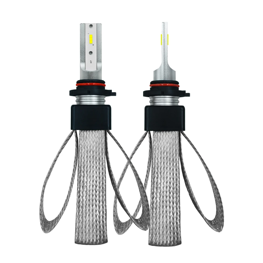 

2pcs 60W LED car light 16000LM H1 H4 H7 H11 9005 9006 High-intensity LED headlights, aluminum strip heatsink design, 12V 24V.