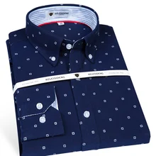 Чистый хлопок, воротник на пуговицах, однотонный/в полоску/с принтом, Оксфорд, мужские платья, рубашки, нежелезные, приталенные, брендовые, высокое качество, мужские рубашки