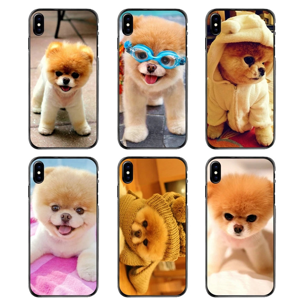 For iPhone 4 4S 5 5S 5C SE 6 6S 7 8 Plus X XR XS Max iPod Touch boo pomeranian Animals dogs pets Plastic Black Cover Case |