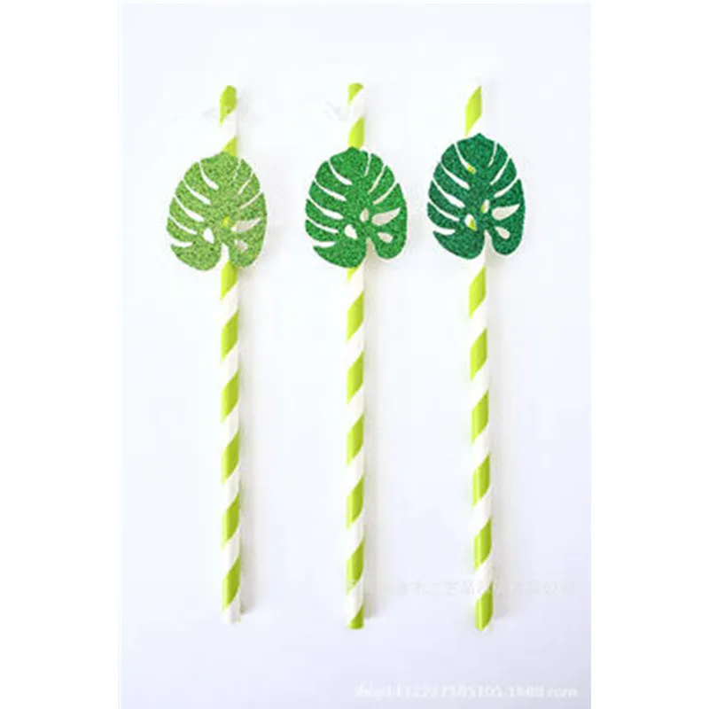 

6PCS Birthday Party Decoration Kids Jungle Animal leaf straws environmental straws leaf theme party straw