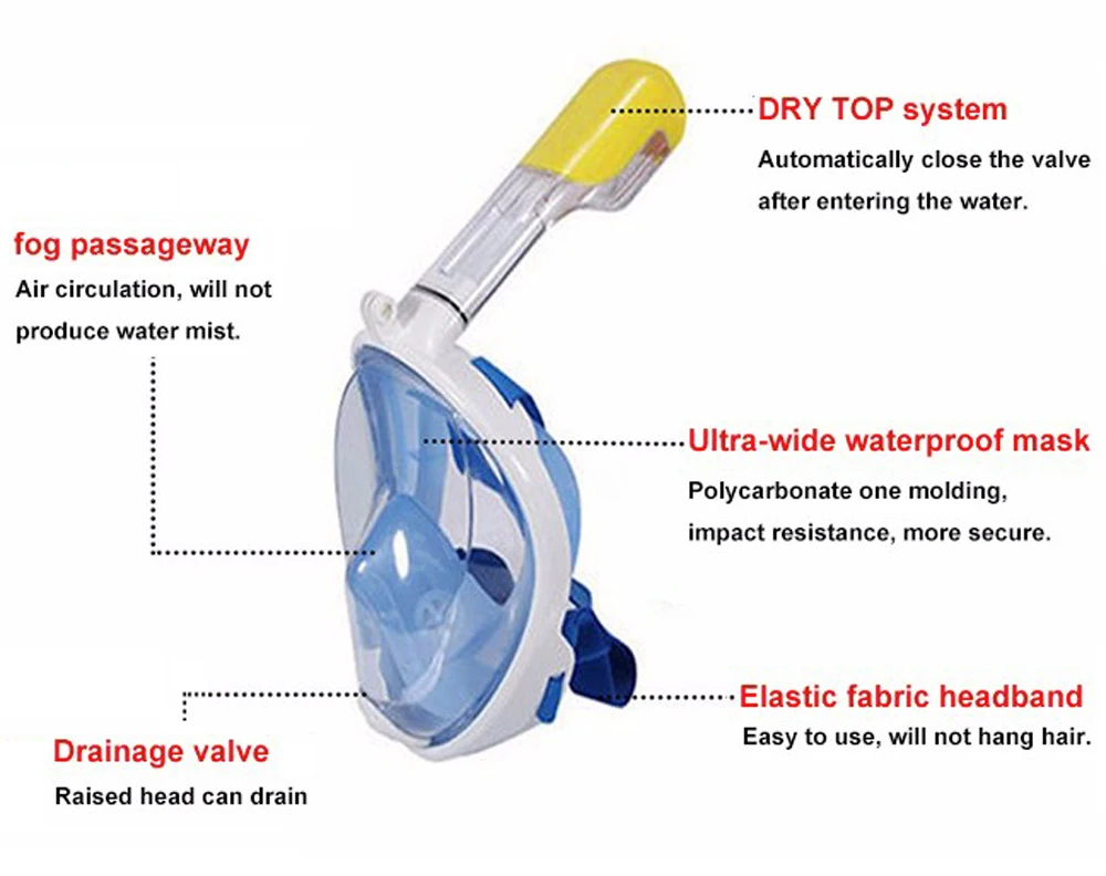 Маска для подводного плавания, для всего лица, для подводного плавания, для подводного плавания, анти-туман, набор для подводного плавания, аксессуары для обучения
