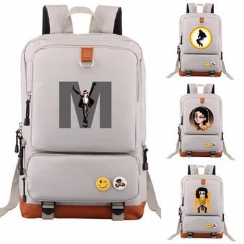 

Michael Jackson Cartoon Boys Girls Teenagers School Bags Backpacks Shoulder Bag Oxford Cloth Rucksack Causal Backpack