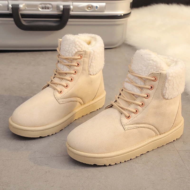 

2019 Autumn Winter Women Boots Fashion New Suede Leather Black Boots Warm Plush Ankle Boots Women High Quality