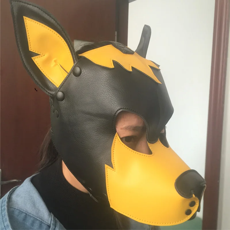 Искусственная кожа сексуальная игрушка Щенок играть собака косплей Фетиш маска секс капот аксессуары для домашних животных