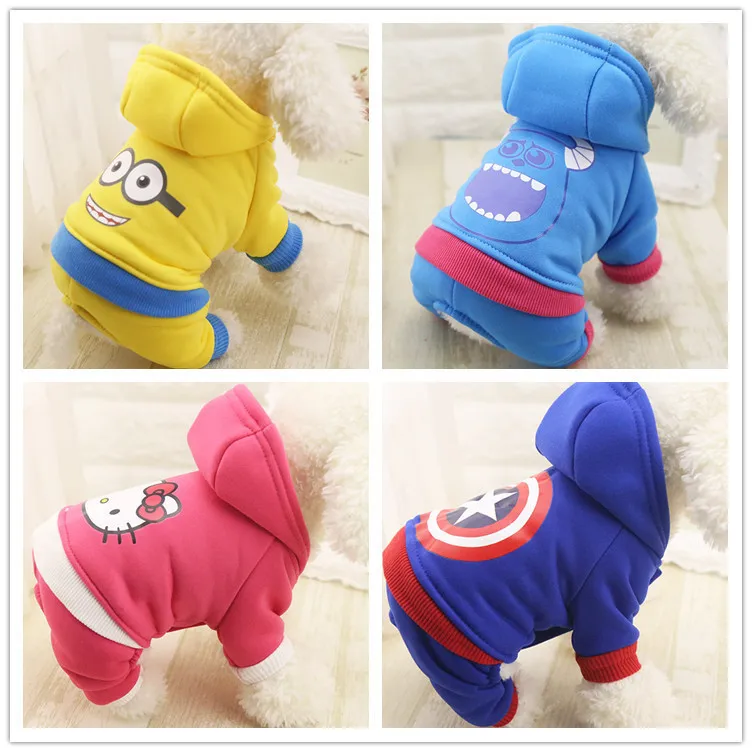 

Free Shipping 100% Cotton Dogs Clothes Hoodie Jumpsuit Four Leg Clothing For Dogs Pet Dog Costume Warm Winter XS -XXL 4 Colors