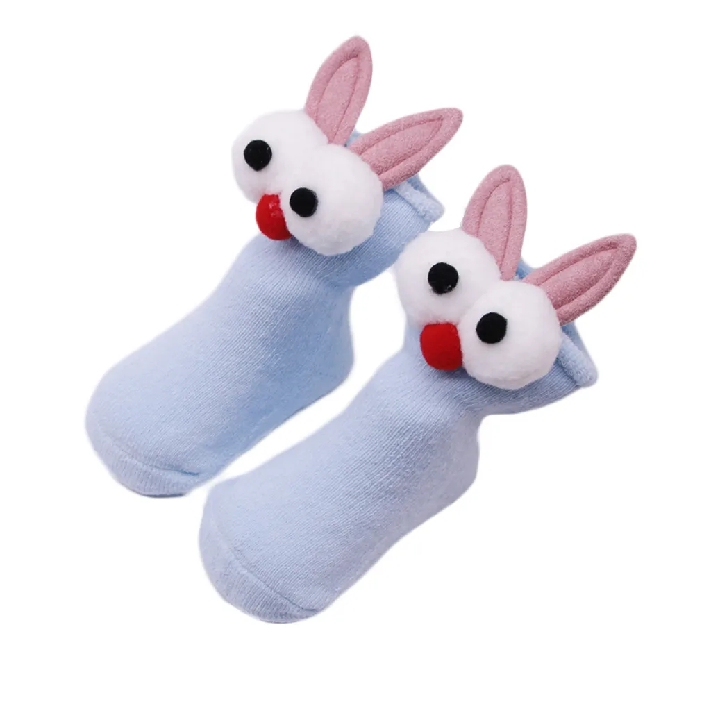 Носки новые детские носки для малышей хлопковые нескользящие носки для новорожденных мальчиков и девочек детские носки с милым кроликом из мультфильма, носки с глазами, 516 - Цвет: BU