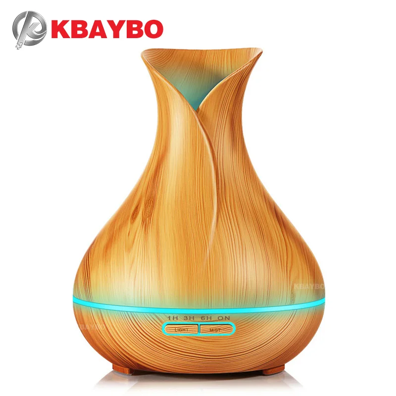 

KBAYBO Air Humidifier Essential Oil Diffuser Ultrasonic Mist Maker Aroma Diffuser fogger wood grain with LED lights for home