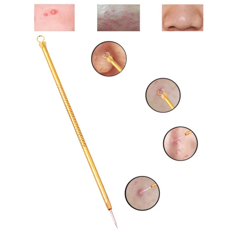 

Pimple Extractor Gold Acne Needle Stainless Steel Blackhead Remover Pimple Extractor Skin Care Tool